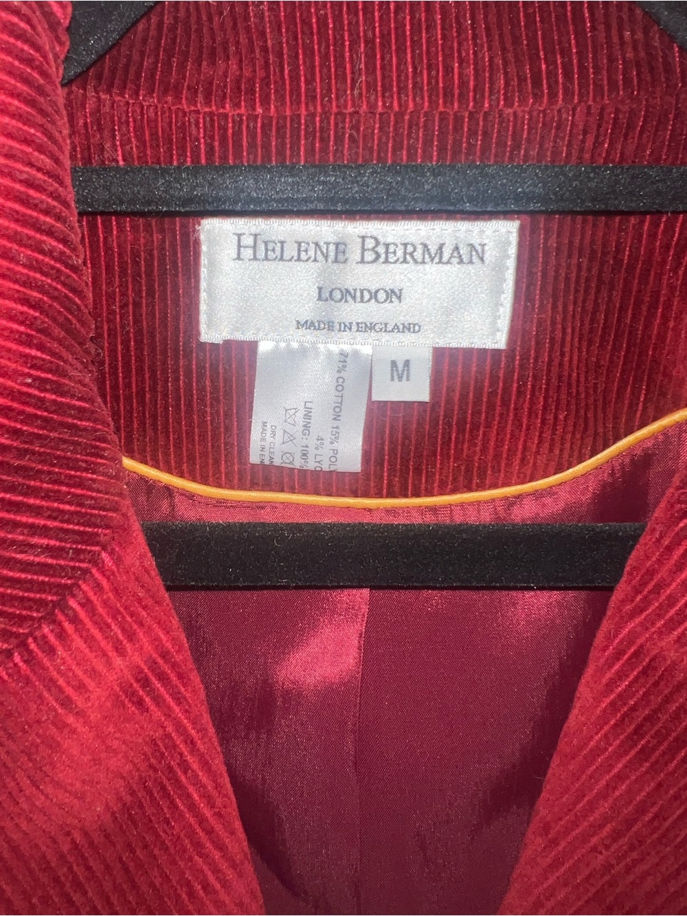 ANTHROPOLOGIE by Helene Berman: Deep Red Long Corduroy Coat-LIKE NEW - Picture 2 of 16